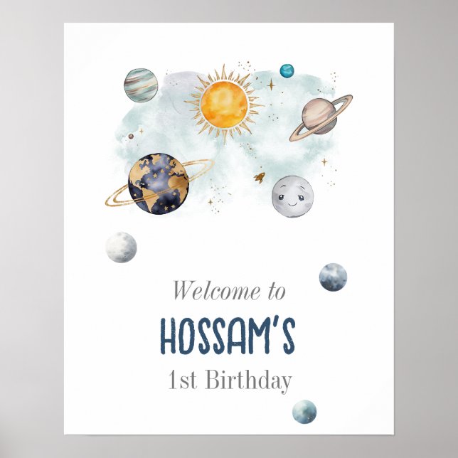 Weltraum Geburtstag Galaxy Sun Moon Sterne Planete Poster (Vorne)