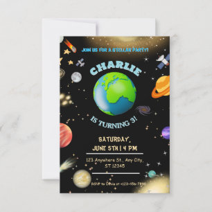 Weltraum-Geburtstag in der Galaxie Einladung