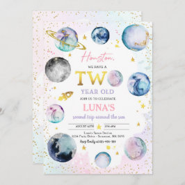 Weltraum Geburtstagsparty zweite Reise um die Sonn Einladung