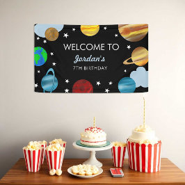 Weltraum-Geburtstagsplaneten Galaxie Begrüßungsban Banner