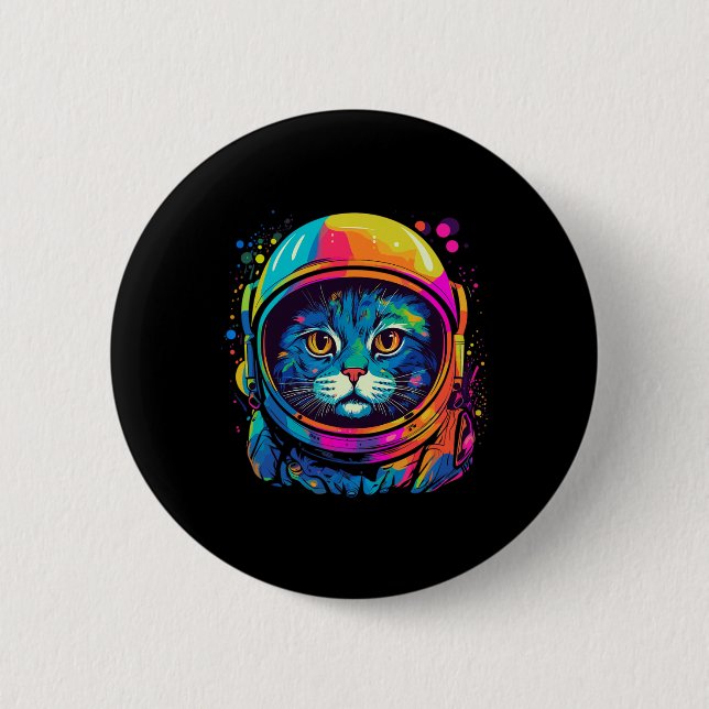 Weltraum Geschenke Katzenkatze Mama Kat Vater Männ Button (Vorderseite)