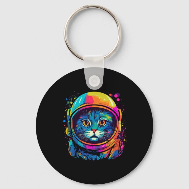 Weltraum Geschenke Katzenkatze Mama Kat Vater Männ Schlüsselanhänger (Vorderseite)