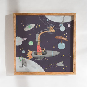Weltraum-Giraffe für Baby-Jungen. Tier-Kinder-Nurs Poster