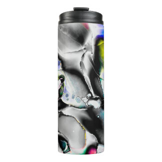 Weltraum. Glänzender weißer Hintergrund. Smoke Sla Thermosbecher