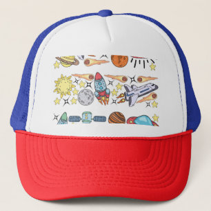 Weltraum: HandGezeichnet Vintage Doodles Truckerkappe
