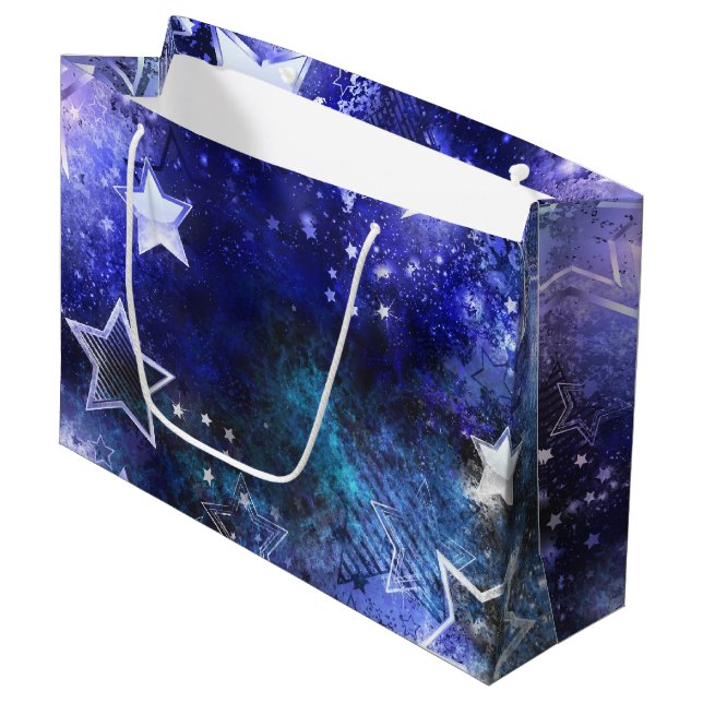 Weltraum-Hintergrund mit Sternen Große Geschenktüte (Vorderseite Schrägansicht)
