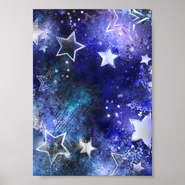 Weltraum-Hintergrund mit Sternen Poster (Vorne)