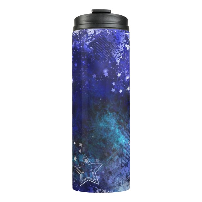 Weltraum-Hintergrund mit Sternen Thermosbecher (Vorderseite)
