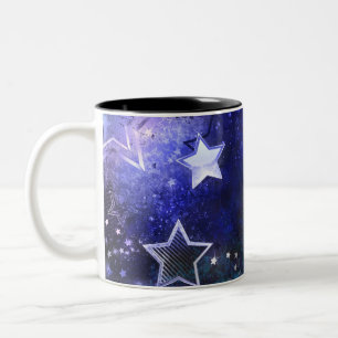 Weltraum-Hintergrund mit Sternen Zweifarbige Tasse