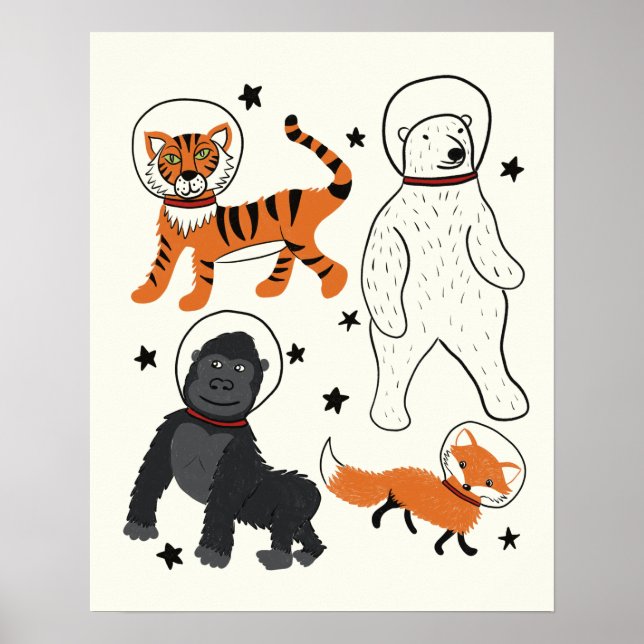 Weltraum ist eine Illustration über wilde Tierastr Poster (Vorne)