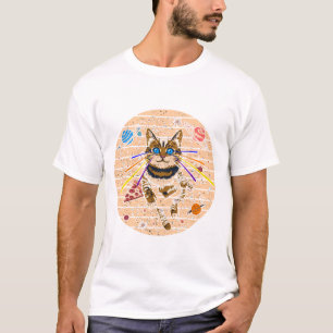 Weltraum Katze Laser Augen Lustige Pizza Galaxie K T-Shirt