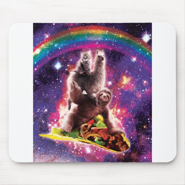 Weltraum Katze Llama Reiten Taco Mousepad (Vorne)