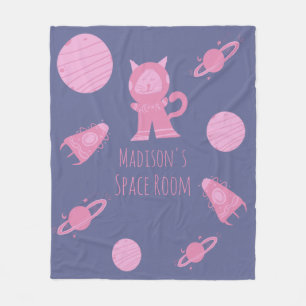Weltraum-Katze Pink Mädchen-Schlafzimmer Lila Fleecedecke