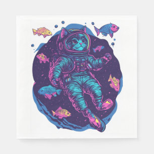 Weltraum-Katzen-Träume � Lustige Vaporwave-Galaxie Serviette