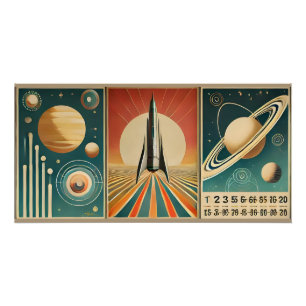 Weltraum-Kunst Raum Zeit Kalender Poster