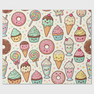 Weltraum-Lebensmittel-Donut-Eiscreme-Party-Geschen Geschenkpapier