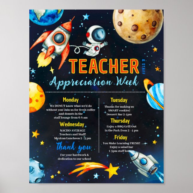 Weltraum-Lehrer-Dankeswoche-Programm Poster (Vorne)