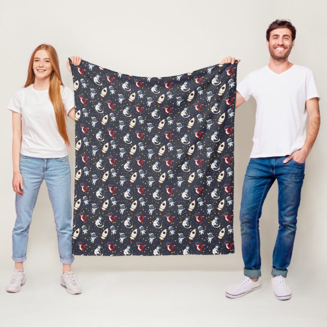 Weltraum-Mann-Fuchs-Katze-Sterne-Muster Fleecedecke (Beispiel)