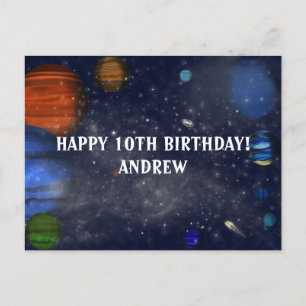 Weltraum mit Planeten und Galaxien Postkarte
