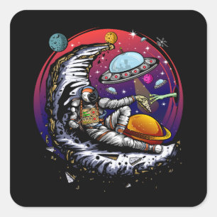 Weltraum-Mond-Käse Quadratischer Aufkleber