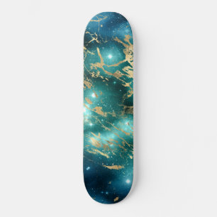 Weltraum-Murmel Schwarz Grüne Sternennacht Golden Skateboard