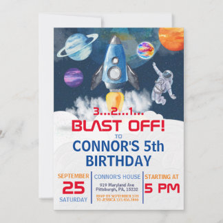 Weltraum-Party Astronaut Einladung zum Geburtstag