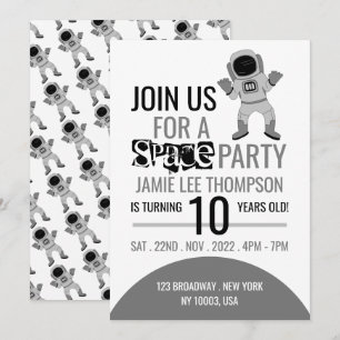 Weltraum Party Astronaut, Geburtstag Einladung