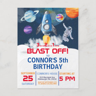 Weltraum Party Astronaut Geburtstag Einladung Postkarte