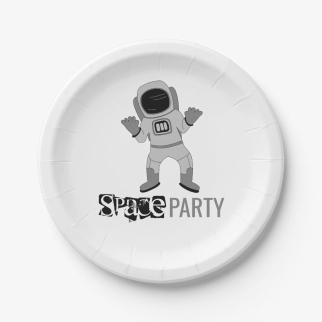 Weltraum Party Astronaut, Geburtstag Pappteller (Vorderseite)