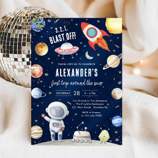 Weltraum Planeten Astronaut Jungen Geburtstag Einladung