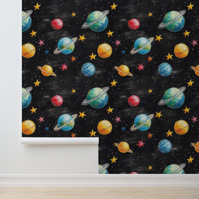 Weltraum-Planeten und Sternentapeten für Kinder Tapete (Anwendung)