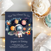 Weltraum Planets Blue 1. Geburtstag
