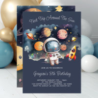 Weltraum Planets Blue 8. Geburtstag Einladung
