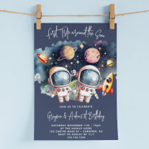Weltraum Planets Twin Boys 1. Geburtstag