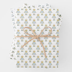 Weltraum-Raketen-Galaxie-Fun-Pastell Geschenkpapier Set