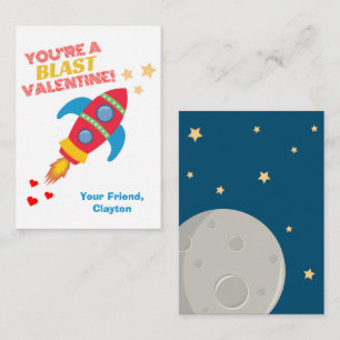Weltraum-Raketen-Valentinskarten für das Klassenzi Mitteilungskarte