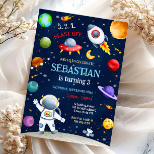 Weltraum-Raketenraumschiff-Astronaut-Galaxie-Gebur Einladung