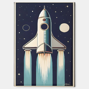 Weltraum-Retro-Raketenraumschiff der 50er Jahre Magnet
