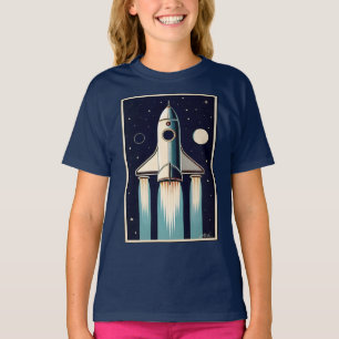 Weltraum-Retro-Raketenraumschiff der 50er Jahre T-Shirt