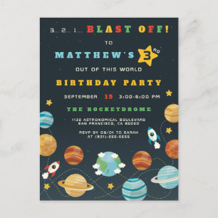 Weltraum Rocket u. Einladungspostkarte