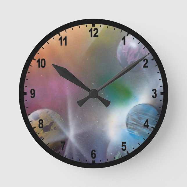 Weltraum Runde Wanduhr (Vorderseite)