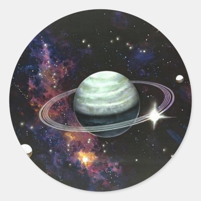 Weltraum, Saturn Rings & Moons Runder Aufkleber (Vorderseite)