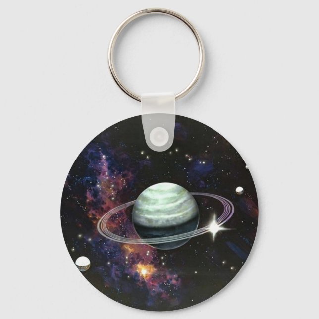 Weltraum, Saturn Rings & Moons Schlüsselanhänger (Vorderseite)