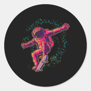 Weltraum-Skateboarding-Kosmonaut-Jungen-Kinder-Ges Runder Aufkleber