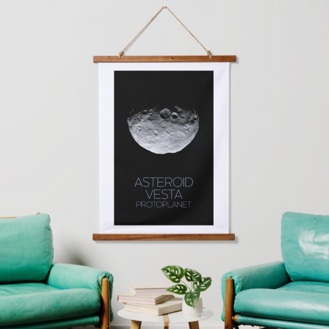 Weltraum, Sonnensystem, Asteroidengürtel, Vesta Wandteppich Mit Holzrahmen (Wohnzimmer)