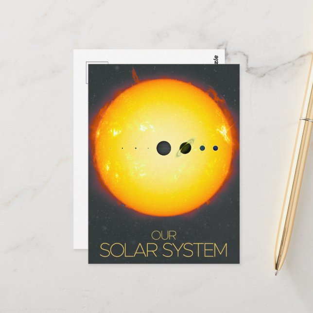 Weltraum, Sonnensystem, Sonne und Planeten Postkarte (Vorderseite/Rückseite Beispiel)