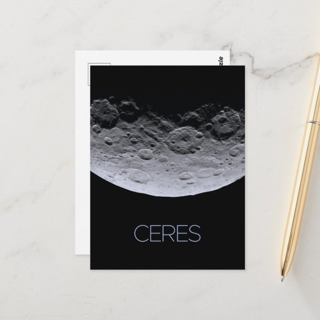 Weltraum, Sonnensystem, Zwergplanet Ceres Postkarte (Vorderseite/Rückseite Beispiel)