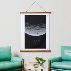 Weltraum, Sonnensystem, Zwergplanet Ceres Wandteppich Mit Holzrahmen