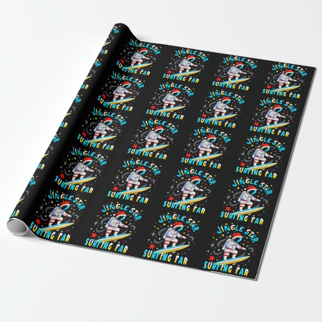 Weltraum-Surfen mit dem Weihnachtsmann Kosmisches  Geschenkpapier (Ungerollt)