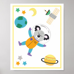 Weltraum-Tiere Kunst Druck Koala Poster